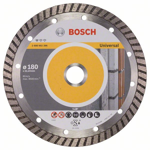 Bosch Diamanttrennscheibe Standard for Universal Turbo, 180x22,23x2,5x10 mm, 2608602396