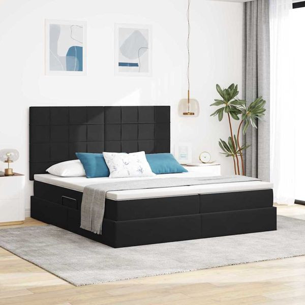 vidaXL Bett mit LED-Lichtleisten Schwarz 180 x 200 cm Samt, 3372883
