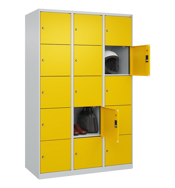 C+P Schließfachschrank Evolo PLUS, 15 Fächer, 1850x1200x500mm, 7035/1023, 049000-325 S10001