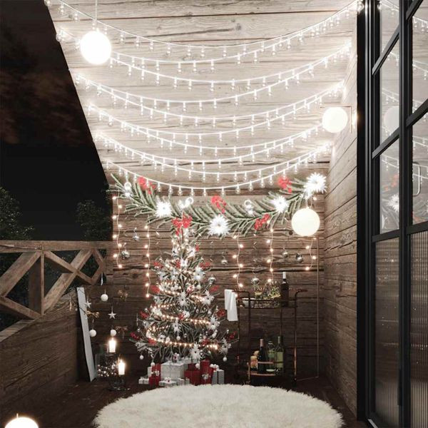 vidaXL Lichterkette Kugeln 40 m 400 LED Kaltweiß 8 Funktionen, 328815
