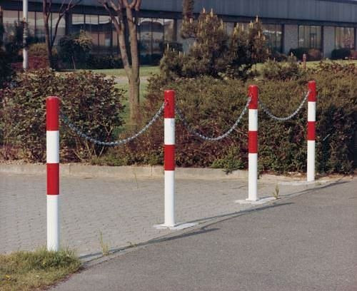 DENIOS Absperrpfosten zum Aufdübeln, Ø 60 mm, mit 1 Kettenöse, 236889