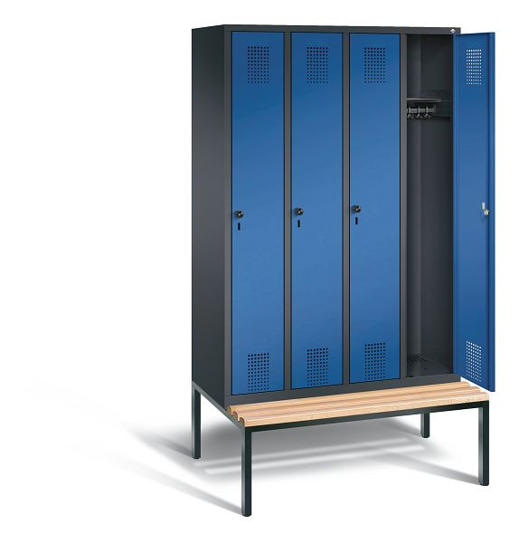 C+P Garderobenschrank Evolo, H2090xB1190xT815mm, Farbe: Schwarzgrau / Enzianblau, 48050-40 S10153