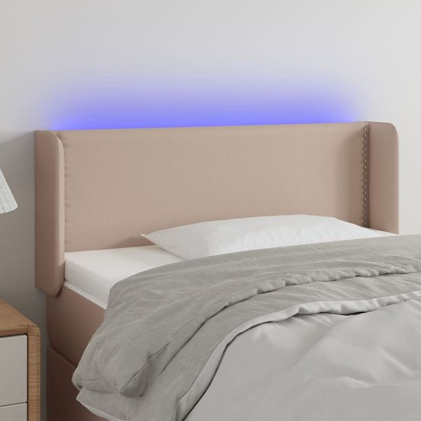vidaXL LED Kopfteil Cappuccino-Braun 93x16x78/88 cm Kunstleder, 3123179