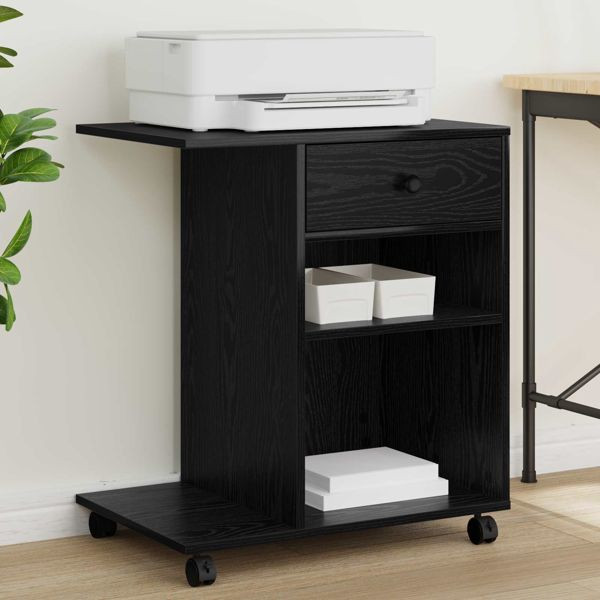 vidaXL Druckerständer Uni Schwarz Eichen-Optik 60 x 40 x 68.5 cm, 8004431