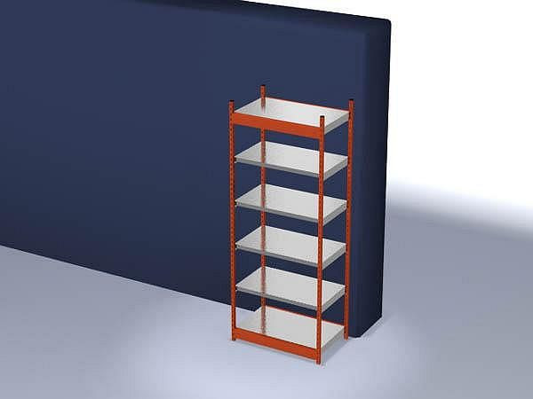 hofe Fachboden-Grundregal, 2500x600x1000 mm, 6 Fachebenen, verzinkt / RAL 2004, 200 kg Fachlast, 1800 kg Feldlast, einseitige Bedienung, ROG256010ME