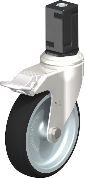 Blickle LKRXA-PATH 126G-11-FI-EXV17 Edelstahl-Apparate-Lenkrolle mit Expander & Feststeller, Thermoplastisches Polyurethan, Grau, 853474