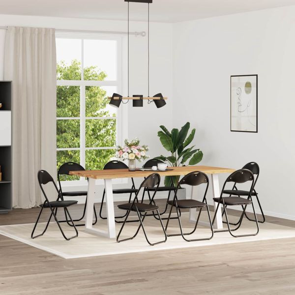 vidaXL Klappstuhl 8-teilig Schwarz 48 x 43,5 x 81 cm Kunstleder, 42029054