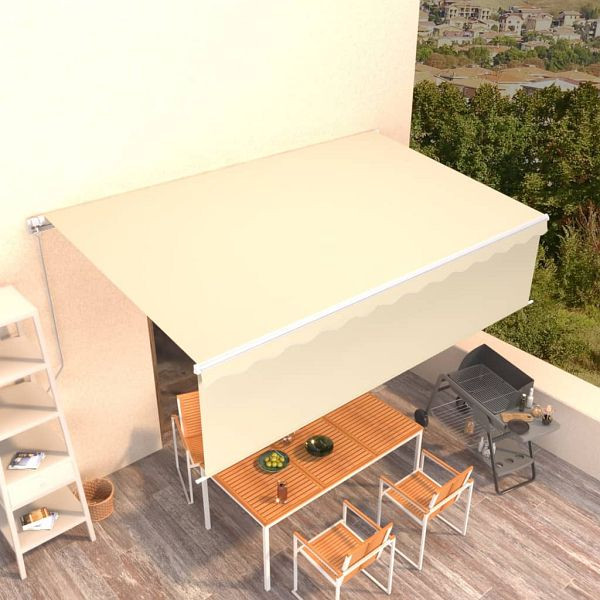 vidaXL Markise Manuell Einziehbar mit Rollo 5x3 m Creme, 3069337