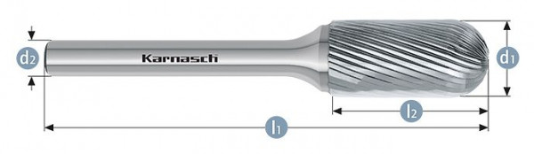 Karnasch Hartmetall-Frässtift unbeschichtet WRC/ HP-5 d1=3 / l2=14 / d2=3 / l1=38mm, VE: 5 Stück, 113023025