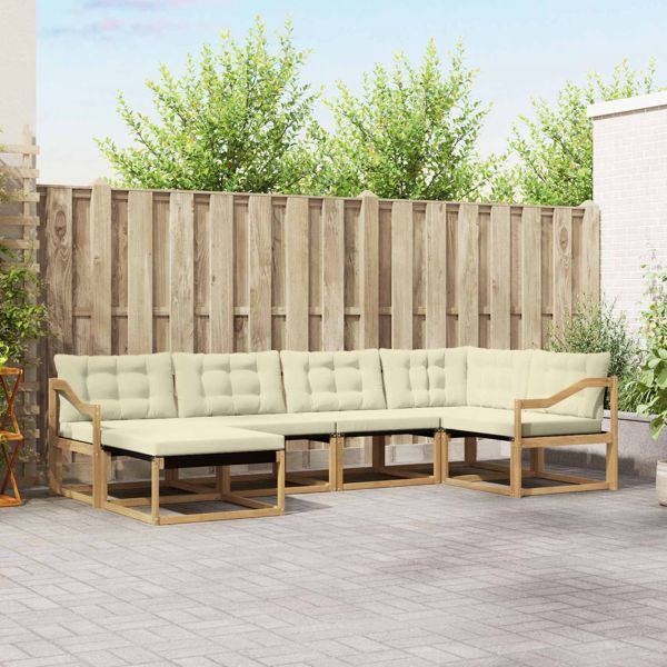 vidaXL Outdoor-Sofagarnitur mit Kissen 6-teilig Weiß und Creme, 3388860