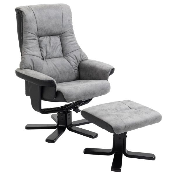 HOMCOM Relaxsessel mit Hocker, Fernsehsessel, Polstersessel mit Liegefunktion, 833-838V70GY