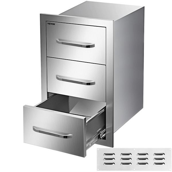 VEVOR BBQ 3-fach Schubladen 40 x 72,5 x 52,5cm Edelstahl, CTG29X16X21.70001V0