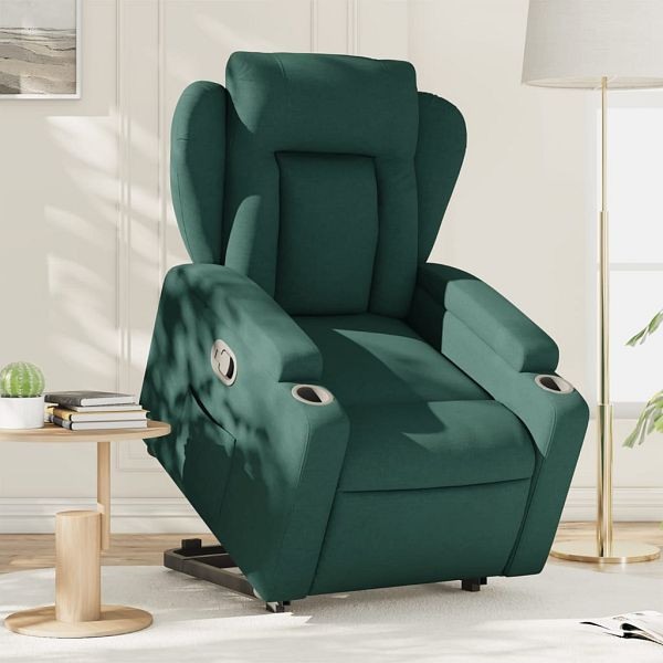 vidaXL Relaxsessel mit Aufstehhilfe Dunkelgrün Stoff, 3204488