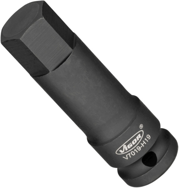 VIGOR Schlagschrauber Schraubendreher-Einsatz, Vierkant hohl 12,5 mm (1/2 Zoll), Innen-Sechskant Profil, 19 mm, V7019-H19