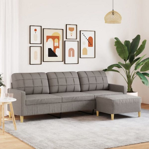 vidaXL 3-Sitzer-Sofa mit Hocker Taupe 210 cm Stoff, 3278256