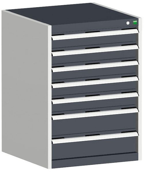 bott cubio Schubladenschrank bestückt mit 7 Schubladen BxTxH: 650 x 650 x 900 mm, RAL 7035/7016, 40019051.19V