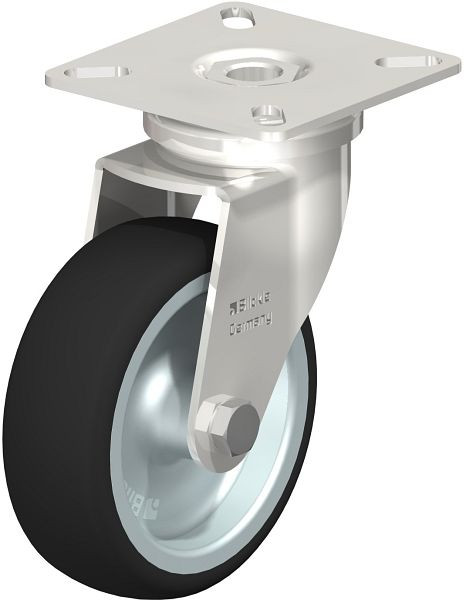 Blickle LPXA-PATH 75G Edelstahl-Apparate-Lenkrolle mit Anschraubplatte, Thermoplastisches Polyurethan, Grau, 754983