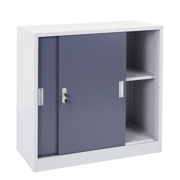 Mendler Aktenschrank Boston HWC-F41, Stahlschrank, mit Schiebetüren 90x90x45cm, anthrazit, 69589