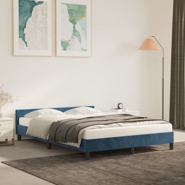 vidaXL Bettgestell mit Kopfteil Dunkelblau 140x190 cm Samt, 347571