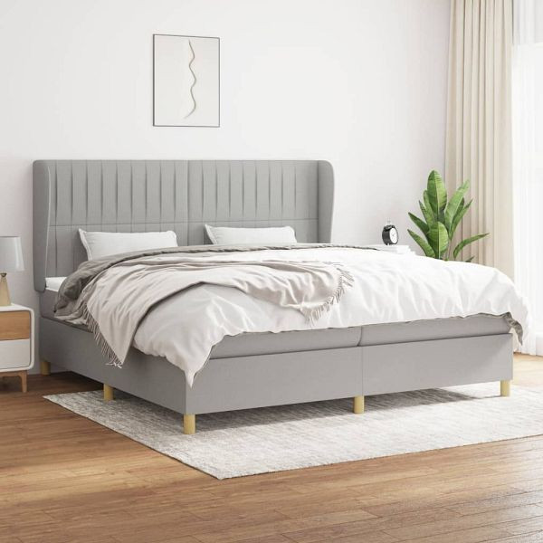 vidaXL Boxspringbett mit Matratze Hellgrau 200x200 cm Stoff, 3128709