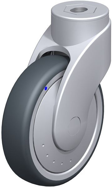 Blickle LWGX-TPA 126XK-11-FK Kunststoff-Lenkrolle WAVE, rostfrei, mit Rückenloch, Thermoplastisches Gummi-Elastomer, Grau, 743324