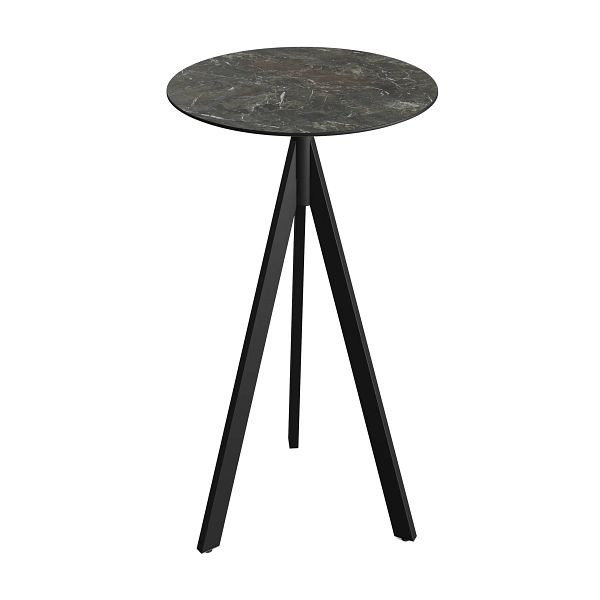 Feros Infinity Tripod Stehtisch Schwarz frame + Galaxy Marble HPL Tischplatte Ø70 cm, 140041570