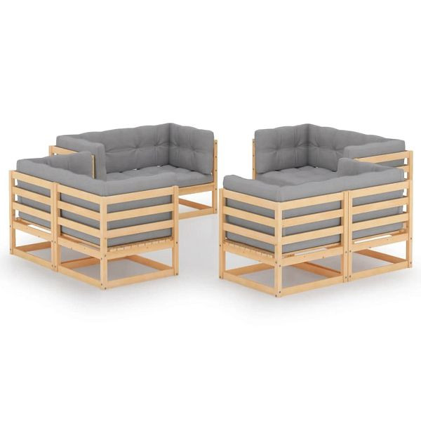 vidaXL 8-teilig Garten-Lounge-Set mit Kissen Kiefer Massivholz, 3076334