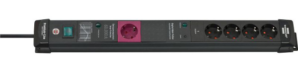 Brennenstuhl Premium-Line 60.000A Überspannungsschutz-Automatiksteckdosenleiste 5-fach 1 Main-Steckdose 4-Follow Steckdosen 3m H05VV-F 3G1,5, 1951150500