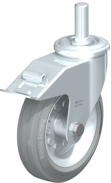 Blickle LEZ-VE 180R-22-FI-SG Stahlblech-Lenkrolle mit Zapfen & Feststeller, Vollgummi, Grau, 738853