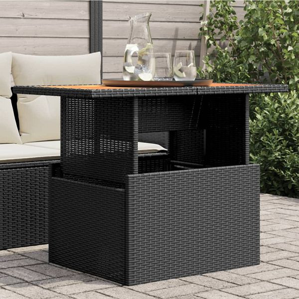 vidaXL Gartentisch Schwarz 100x55x73 cm Poly Rattan und Akazienholz, 365976