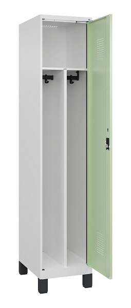 C+P Spind Evolo PLUS, mit Füßen, 1 Abteil, 1950x400x500mm, 9016/6019, Verschluss Zylinderschloss, 049010-12F S10046