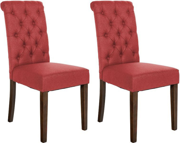 CLP 2er Set Esszimmerstühle Lisburn Stoff, rot, 322772