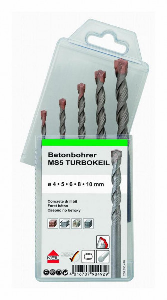 KEIL Schlagbohrer Sortiment Betonbohrer TURBOKEIL MultiPack 5-teilig, A1.258.350.410