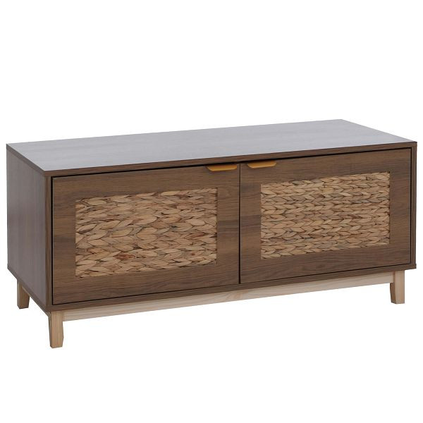 Mendler Sitzbank HWC-P54, Garderoben-Bank Schuhregal Schuhablage, MDF Melamin Wasserhyazinthefront 45x100x42cm, braun, 139926