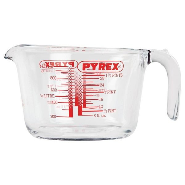 Pyrex Messbecher 1L, geschirrspülergeeignet, Kanne muss nicht gedreht werden, um verschiedene Einheiten zu prüfen, P587