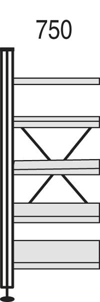 Kerkmann Bibliotheks-Regal Libra, B 750 x T 250 x H 1930 mm, lichtgrau, 52121111