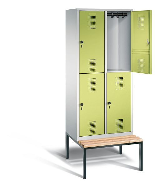 C+P Spind doppelstöckig Evolo, H2090xB810xT815mm, Farbe: Lichtgrau / Viridingrün, 48350-22 S10113