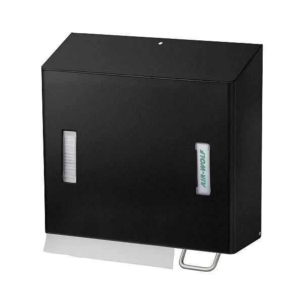 Air Wolf Schaumseifen- und Papierhandtuchspender, Serie Omega, H x B x T: 377 x 377 x 163 mm, Edelstahl mattschwarz beschichtet, 29-572