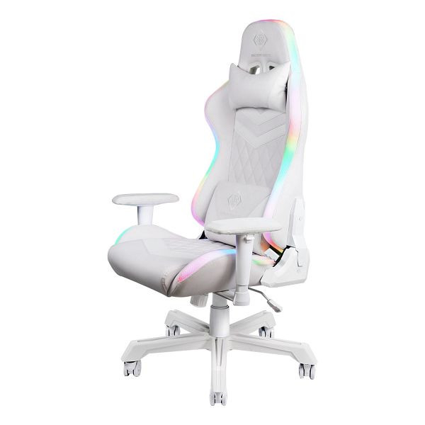 Deltaco GAMING Stuhl mit LED RGB-Beleuchtung aus Kunstleder, GAM-080-W