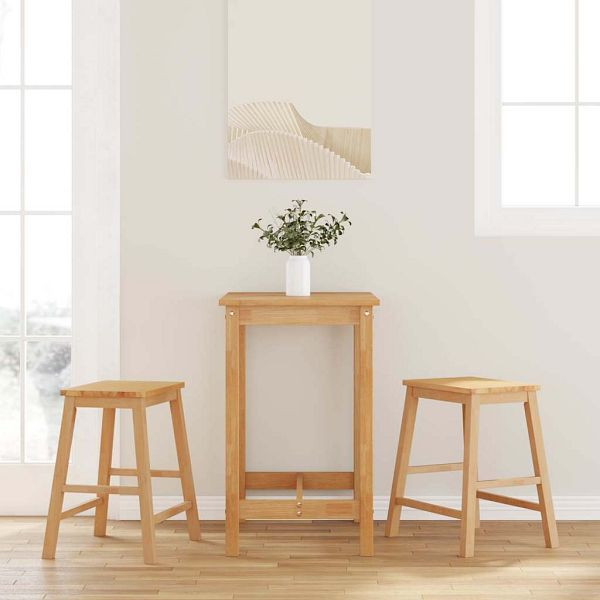 vidaXL Barstühle 2 Stk. Massivholz Gummibaum, 4102579, 8721158562623