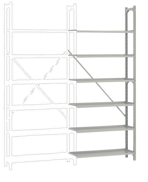 Manuflex Archiv-Anbauregal mit 6 Stahlböden, HxBxT = 2250 x 960 x 300 mm, RA2062