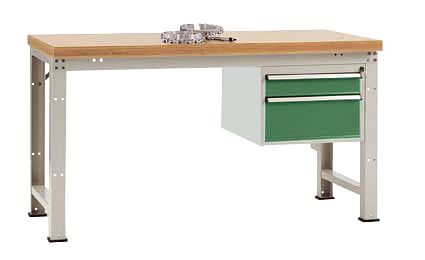 Manuflex Komplett-Werkbank Grund PROFI Standard mit Multiplex-Platte, BxTxH = 1500 x 700 x 840 mm, Resedagrün, TP5464.6011