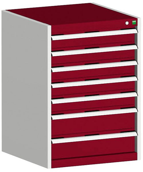 bott cubio Schubladenschrank bestückt mit 7 Schubladen BxTxH: 650 x 650 x 900 mm, RAL 7035/3004, 40019051.24V