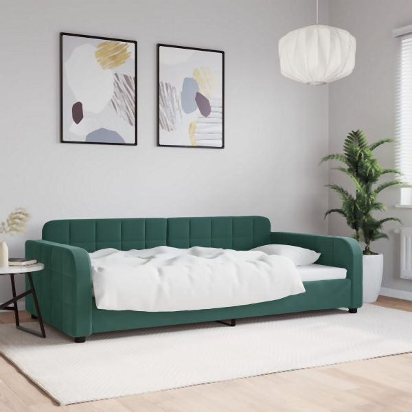 vidaXL Tagesbett Dunkelgrün 100x200 cm Samt, 2-in-1, 354067