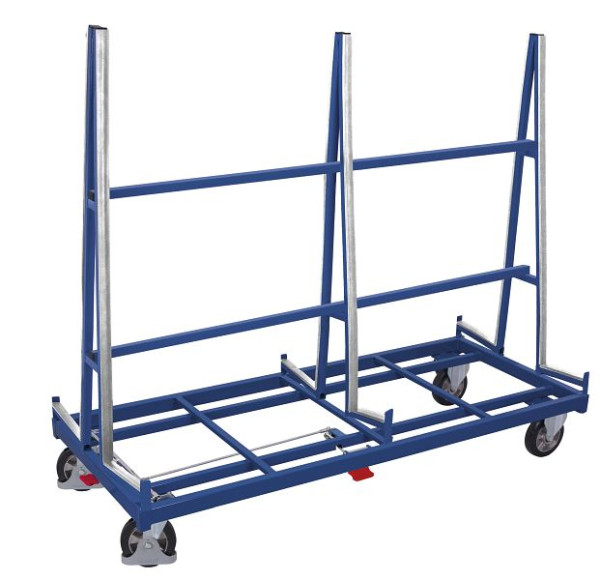 VARIOfit Plattenwagen zweiseitig, Außenmaße: 2.080 x 880 x 1.705 mm, RAL 5010 enzianblau, sw-2006