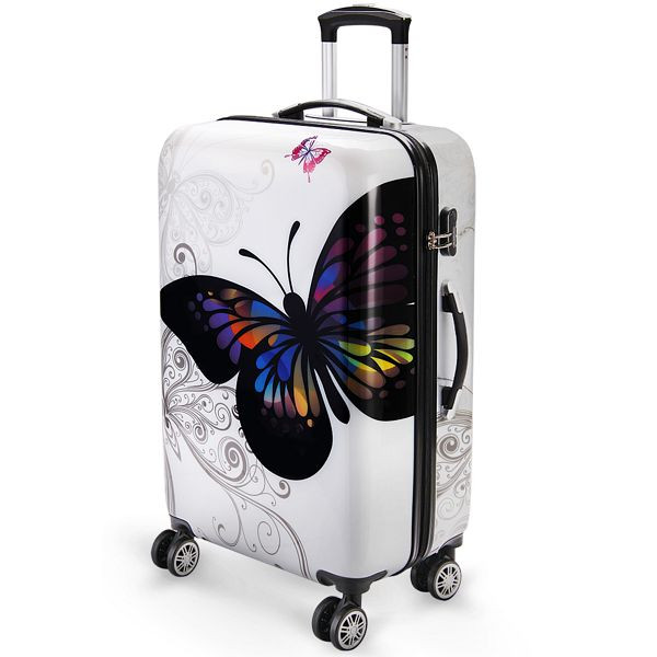 DEUBA Hartschalenkoffer Rollen 360º Reisekoffer Butterfly Polycarbonat 66L, 104224