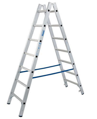 Krause Sprossen Doppelleiter, Aluminium, 2 x 7 Sprossen, 257474