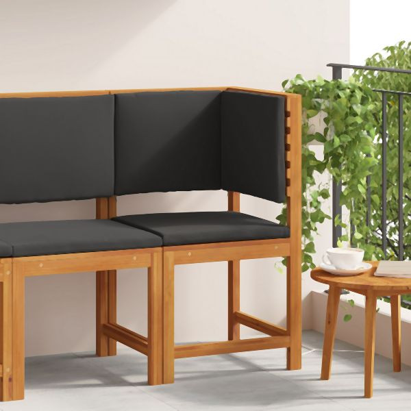 vidaXL Gartenstuhl Ecke mit Kissen aus massivem Akazienholz, 4107159