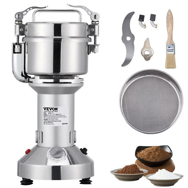 VEVOR Elektrische Getreidemühle 300 g Schleifmaschine 1900 W Multifunktions-Küchenmühle Mehl Pulvermaschine Timing-Trockenmühle, DDDP300G1900W6MWVV2