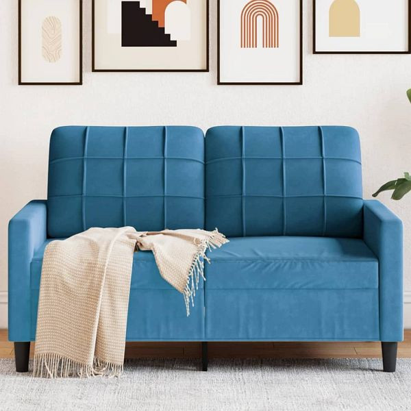 vidaXL 2-Sitzer-Sofa Blau 120 cm Samt, Top-Qualität, 4007623